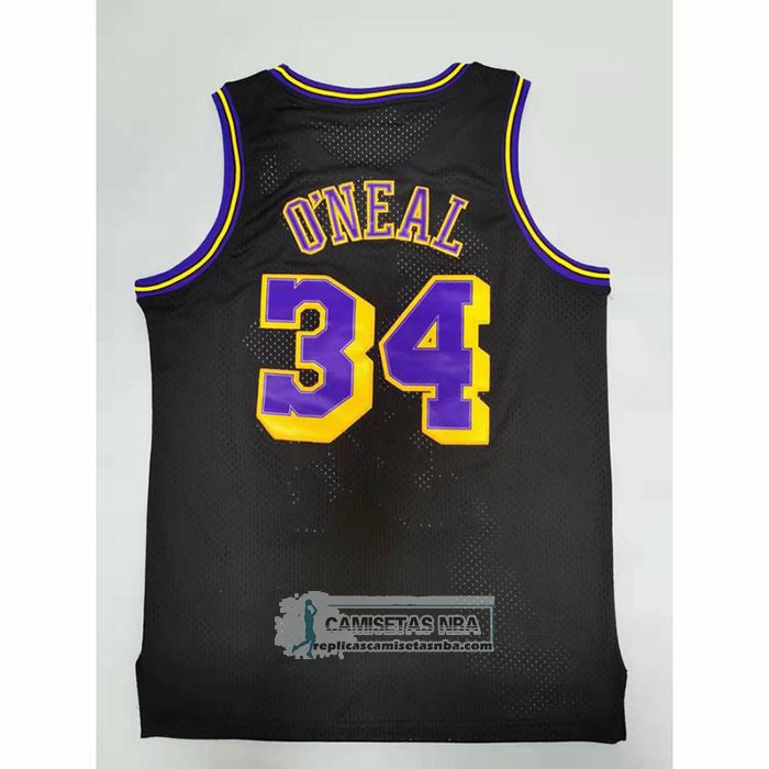 Camiseta Los Angeles Lakers Shaquille O'neal NO 34 Mitchell & Ness 1996-97 Negro